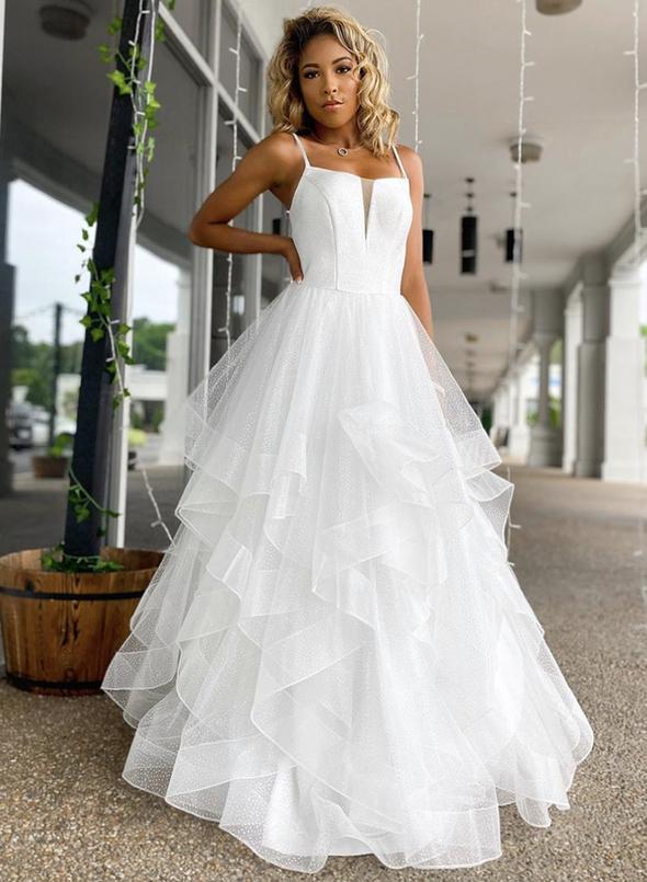 White tulle long ball gown dress formal dress prom dress evening dress cg11109