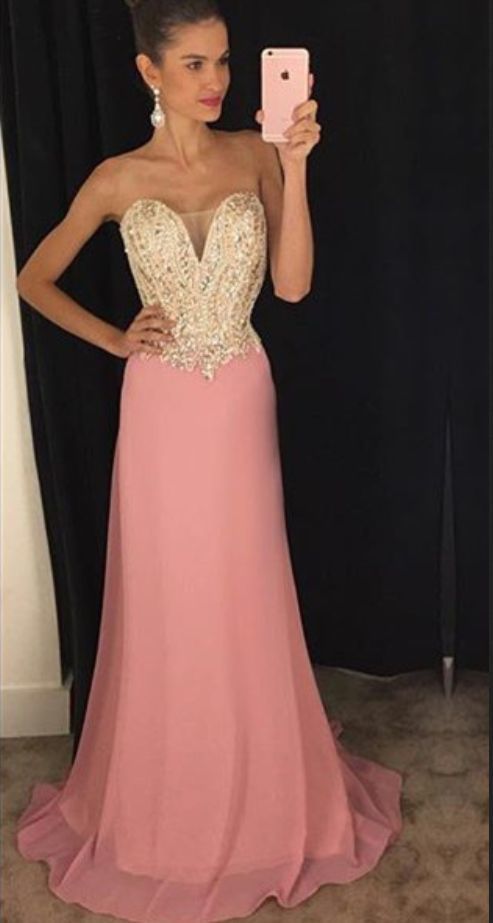 Pink Long Prom Dresses,Chiffon Prom Gowns cg11141