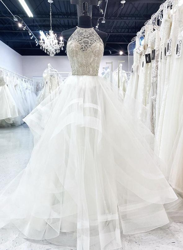 White tulle long ball gown dress formal dress Prom Dress cg11172