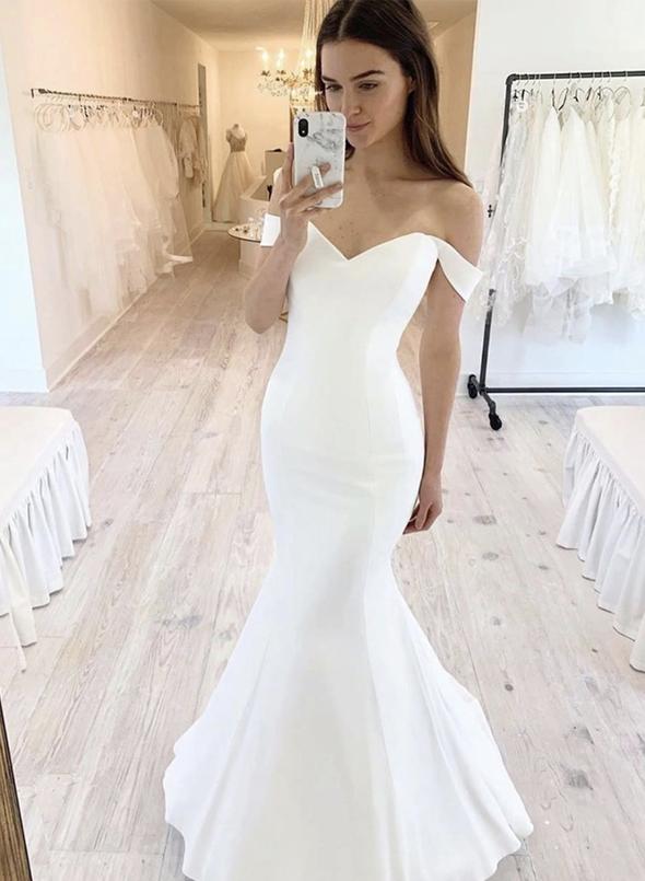 White mermaid long prom dress evening dress cg11202