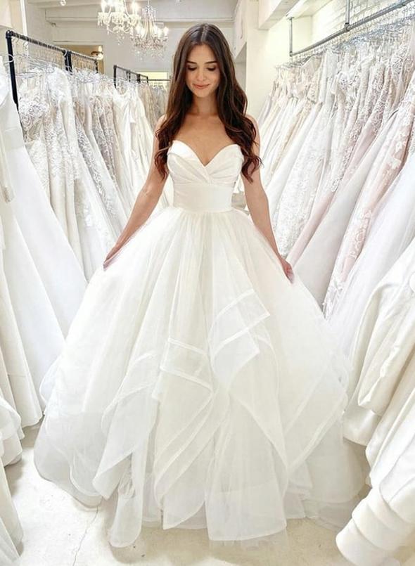 White tulle long ball gown dress formal dress long prom dress evening dress cg11203