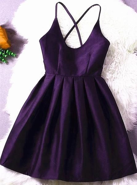 Beautiful Dark Purple Satin Short Homecoming Dress cg11225