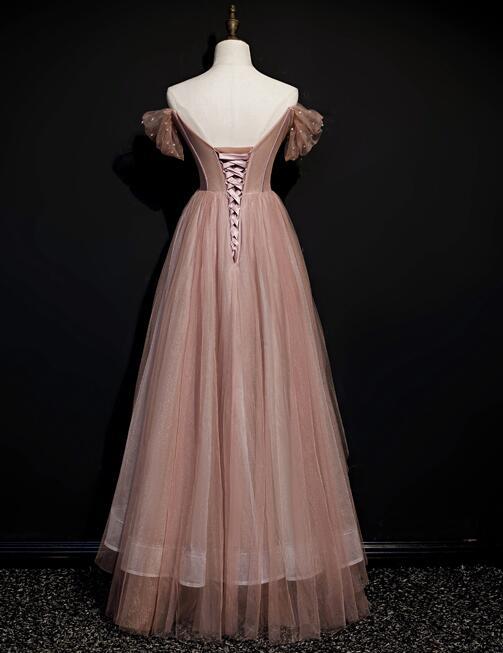 Dark Pink Tulle Beaded Layer Tulle Long Evening Dress, Charming Prom Dress cg11410