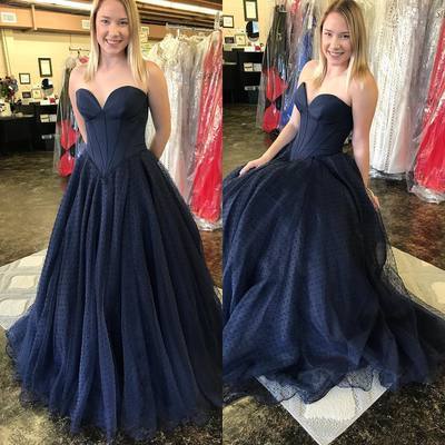 Gorgeous Sweetheart Navy Blue Long Prom Dress cg11475