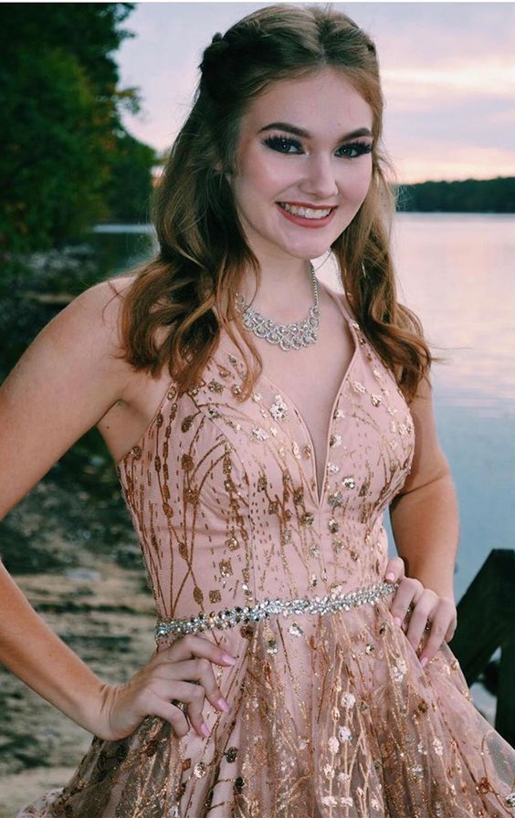 a line short prom dresses, princess pink prom gowns cg11519