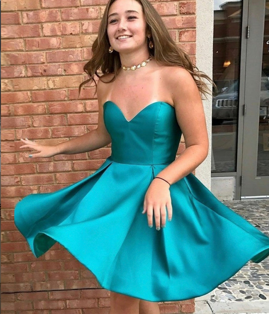 CUTE SATIN SHORT DRESS HOMECOMING DRESS cg11553