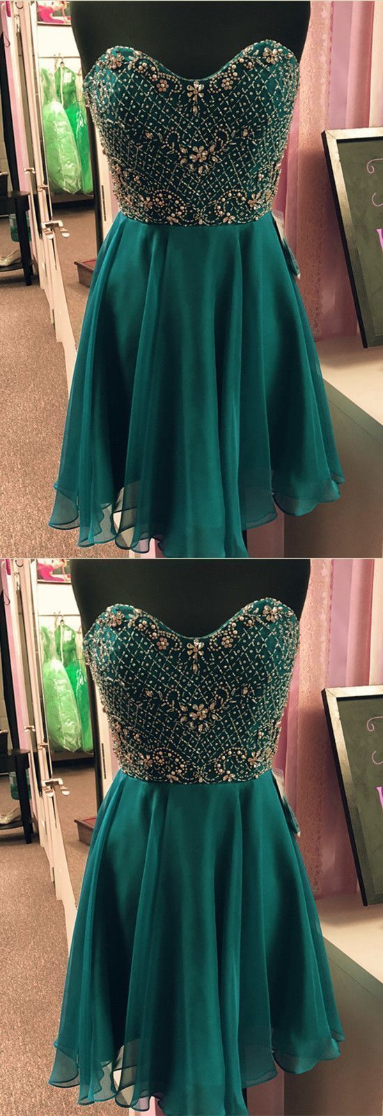 Luxurious Beaded Sweetheart Chiffon Homecoming Dresses cg11621