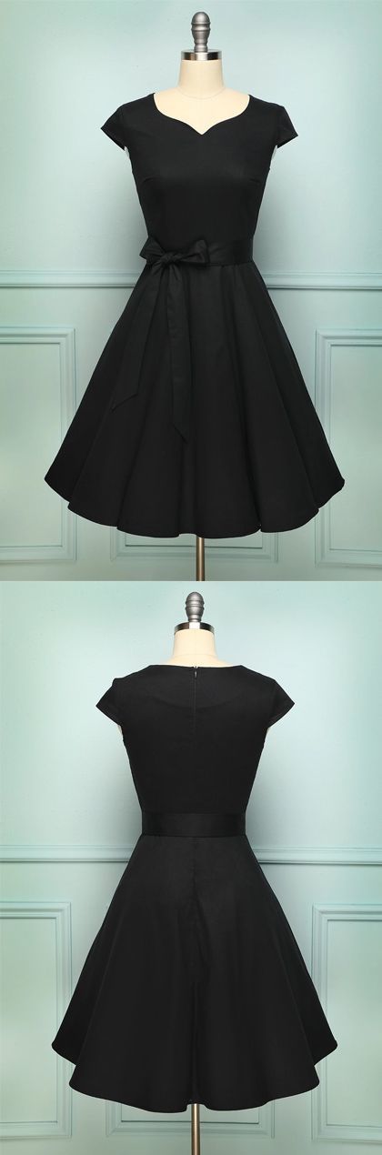 Black Vintage Dress, Short Homecoming Dress cg11641