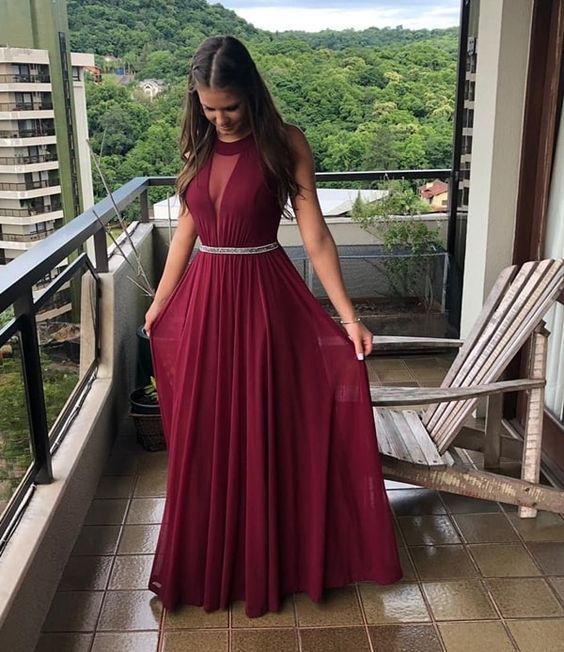 A Line Sexy V Neck Chiffon Prom Dress with Pleats cg11660