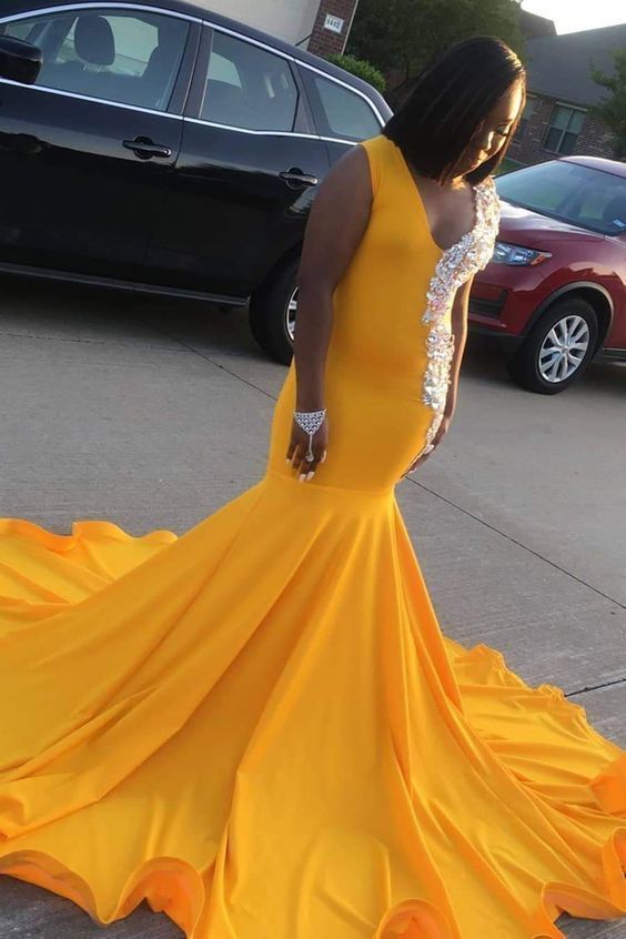 Attractive V Neck Sleeveless Mermaid Long Evening prom Dresses cg11680