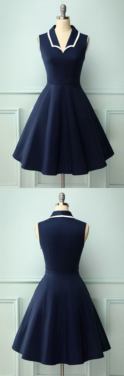 Navy Blue Vintage Style homecoming Dress cg11709