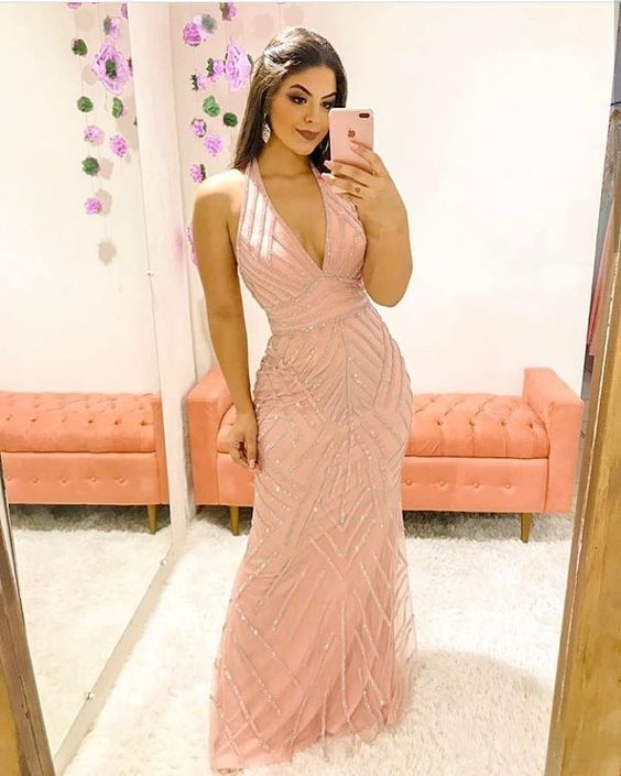 Deep V Neck Long Prom Dress , Mermiad Prom Dress cg11713