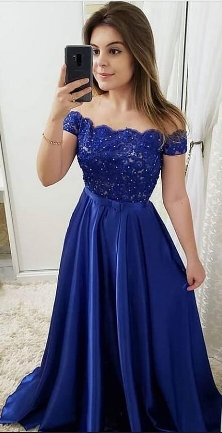 Off Shoulder Long Prom Dress With Applique and Beading Custom-made School Dance Dress Fashion Wedding Formal Dress cg11758