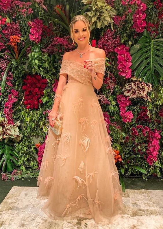 Off the shoulder long prom dress cg11762