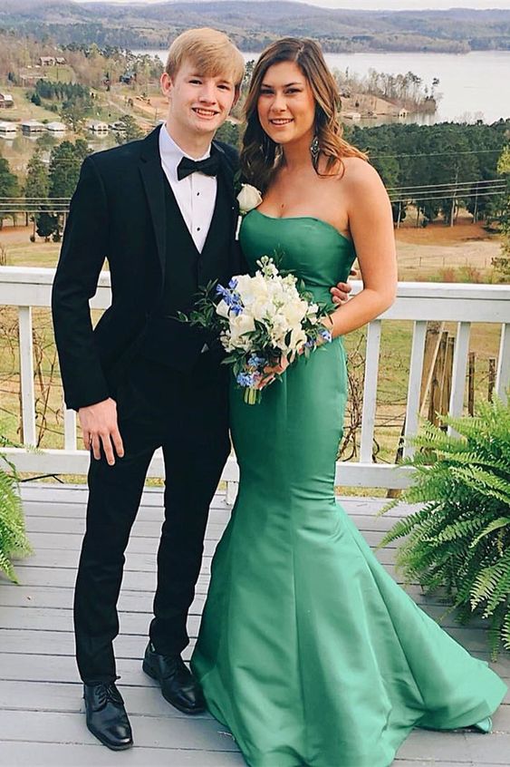 Mermaid Strapless Green Long Prom Evening Dress cg11791
