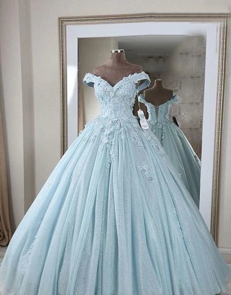 Stunning beautiful blue v neck lace long prom dress, off shoulder evening dress cg11805