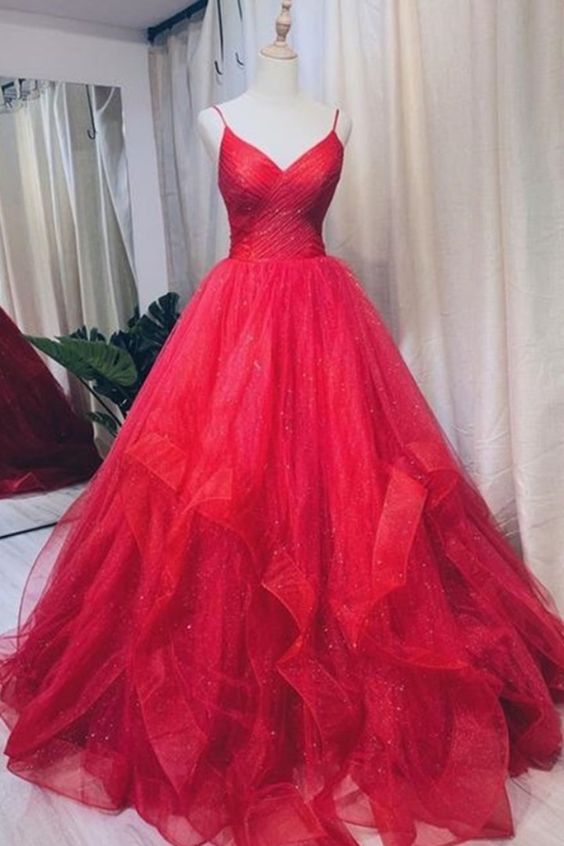 Red Ball Gown prom party dress for women cg11833