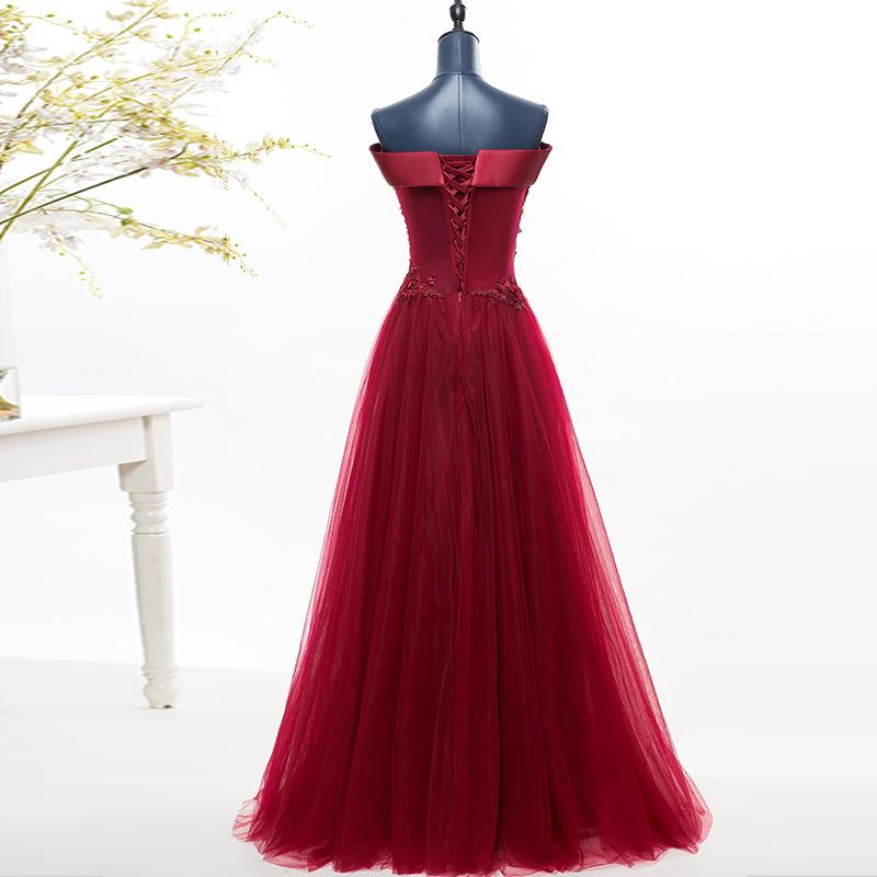 Fashionable Dark Red Off Shoulder Style Long Prom Dress, A-Line Evening Gown cg11850