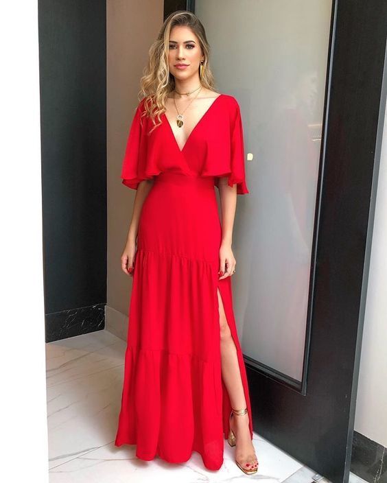 Deep V Neck Long Prom Dress cg11866