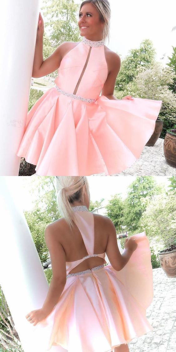 O-Neck Beading A-Line Homecoming Dresses cg12036