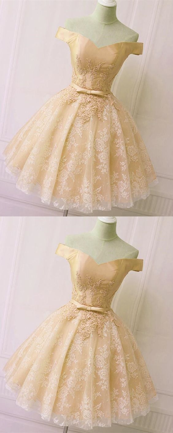 Sweet 16 Dress,Light Champagne Lace Homecoming Dress Short cg12133