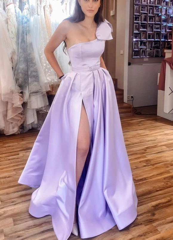 Simple purple satin long prom dress purple long evening dress cg12152
