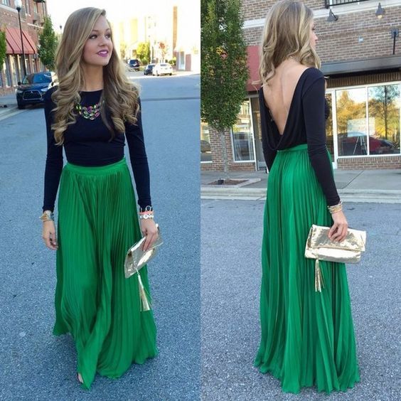 Long sleeves prom dress , open back prom dress cg12216