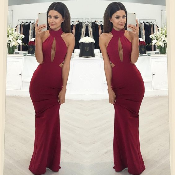 Mermaid Sleeveless High-Neck Floor-length Sexy Prom Dress cg12250