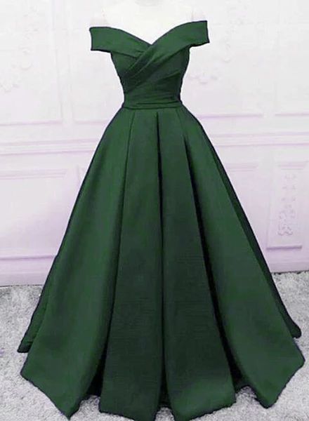 Beautiful Dark Green Satin Long Party Dress, Sweetheart Lace-up Prom Dress cg12258
