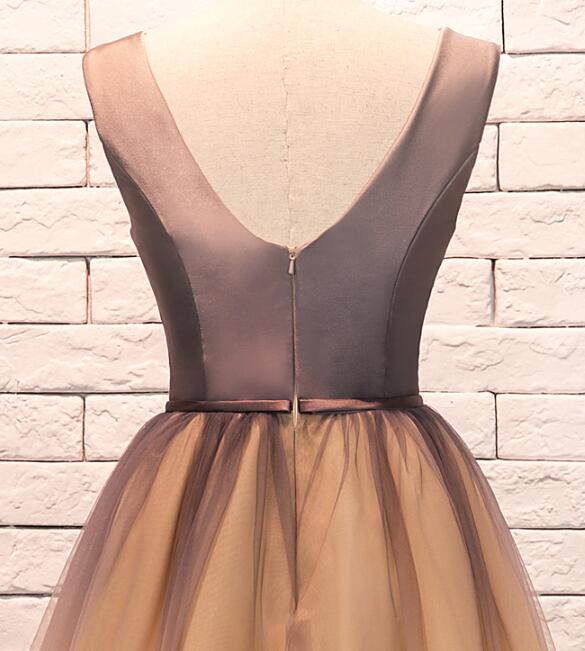 Cute Gradient Champagne Knee Length V-neckline Party Dress, Short Homecoming Dress cg12270