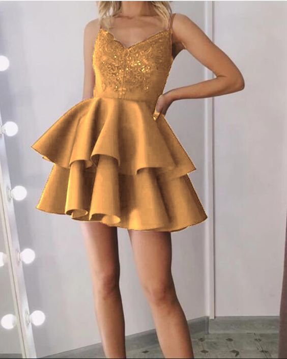 gold short homecoming dress cg12283