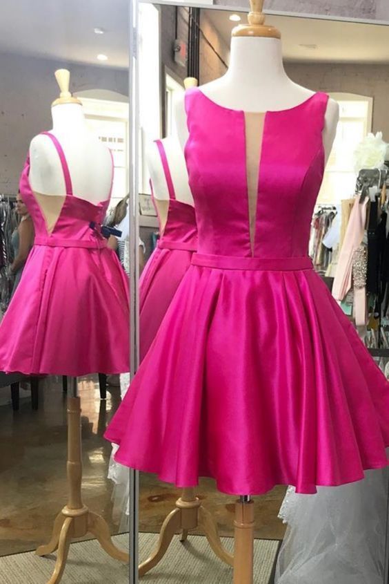 A-line Short Hot Pink Homecoming Dresses cg12313