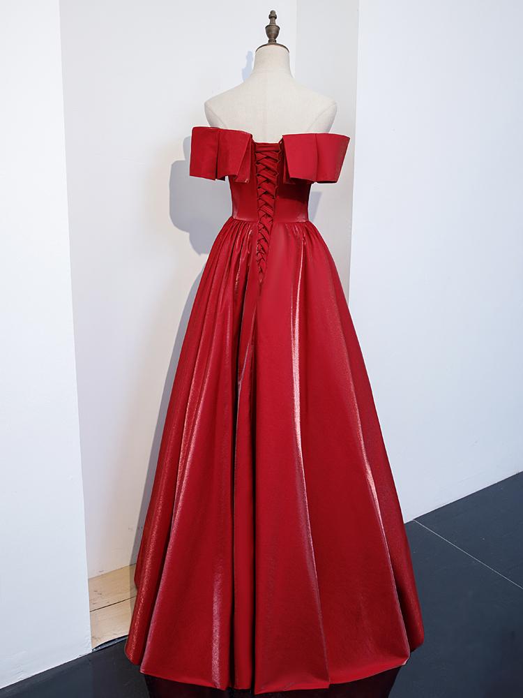 Red Satin Long Party Dress, A-Line Formal Dress 2021, Evening prom Dress cg12333