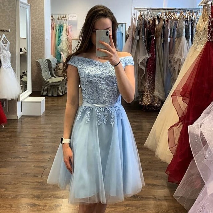 Appliques Off The Shoulder A-Line Homecoming Dresses cg12364