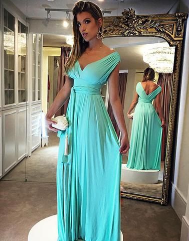 Chiffon Blue Convertible Formal Cheap Long Prom Dress cg12390