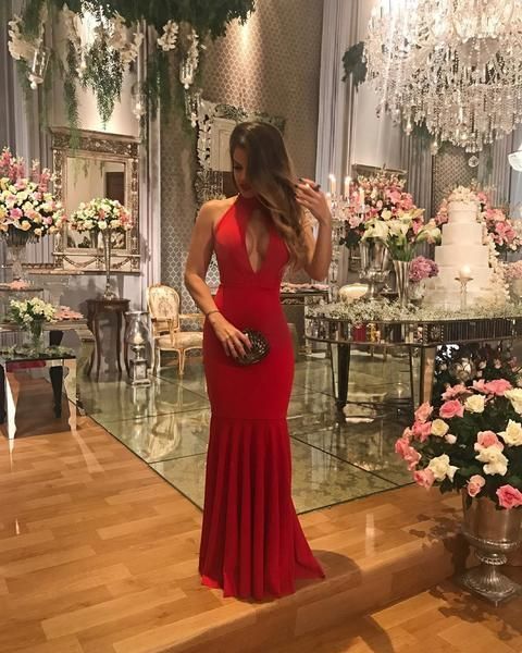 A-line halter neck prom dress cg12416