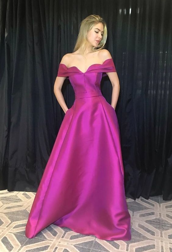 Satin Prom Dress,Off the Shoulder Prom Dress,A-Line Prom Dress cg12458