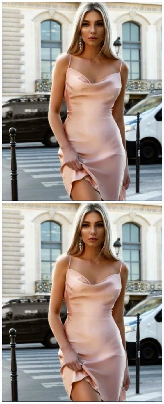 Sexy Straps Pink Cocktail Dress , Mini Homecoming Dress cg12464
