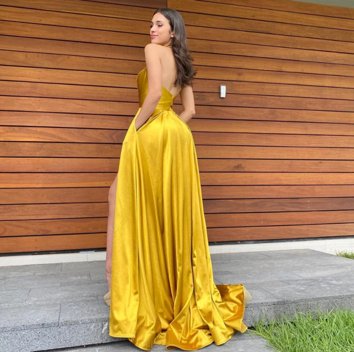 Halter V-Neck Prom dress, Long Prom Dress, Prom dress cg12465