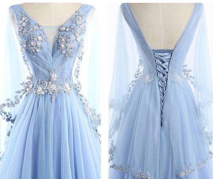 Beautiful Tulle Light Blue Floor Length Prom Dress, New Party Dress 2021 cg12527