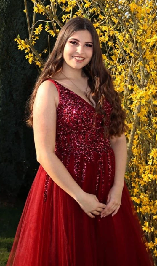 luxury beading prom dresses, chic red prom gowns, a line senior prom dresses cg12602