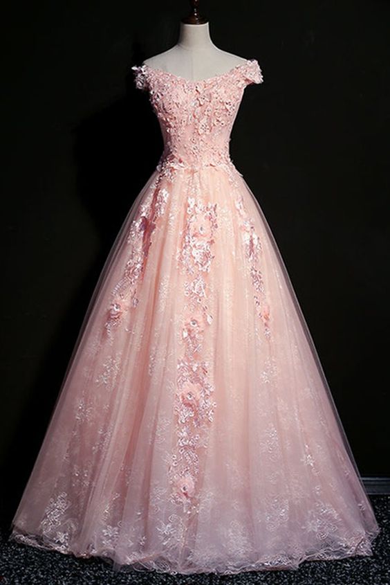 Unique pink tulle v neck short sleeve long lace evening dress, senior prom dress cg12761