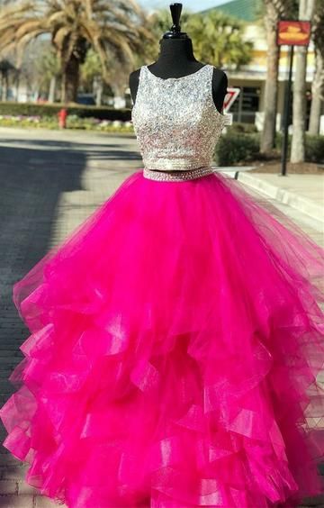 Two Pieces Beaded Prom Dress,Ball Gown Prom Dress,Prom Dress,Long Prom Dress cg12946