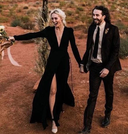 Sexy long sleeve black slit front long evening prom dress, formal wedding gown cg12977