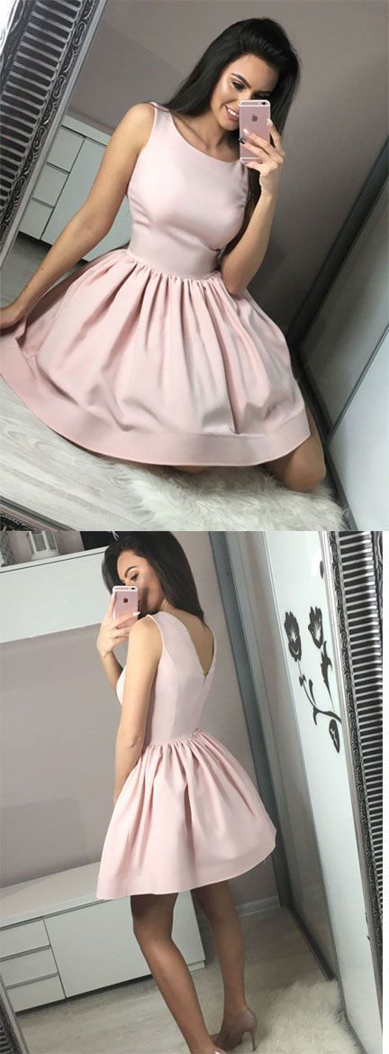Cute A Line Round Neck Pink Short Homecoming Party Dresses with Ruffles cg13182