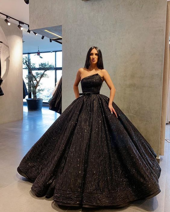 Black ball gown sequin fashion prom dress cg13227