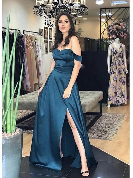 A-Line Off-the-Shoulder Long Prom Dresses Formal Evening Gowns cg13235