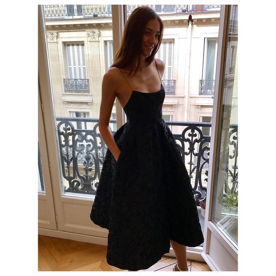 Spaghetti Strap Dress Prom dress , Black Prom Dress cg1326