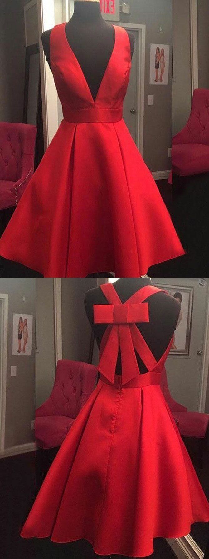 Red Satin Short Homecoming Dress cg13276