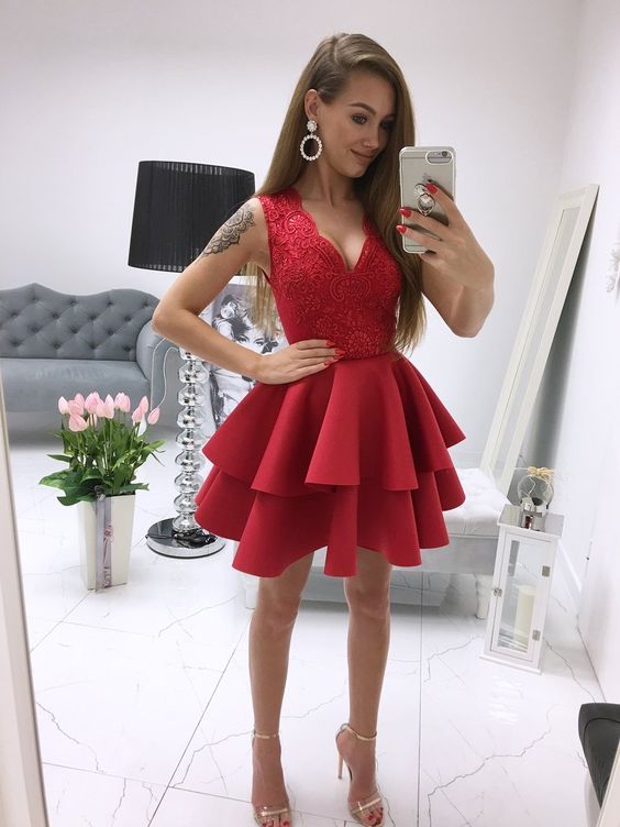 Satin Homecoming Dress,Cute Graduation Dress,O-Neck Homecoming Dress cg13329